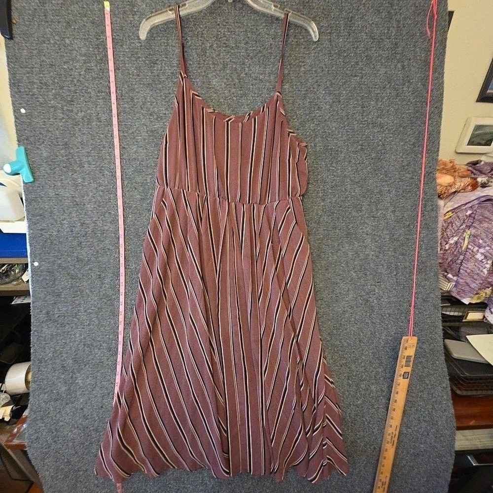 Torrid Dress Womens 1 Pink Stripe Scoop Neck Fit & Flare Midi Sundress Pockets